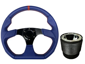 Volante azul negro D1 350 mm + kit Boss se adapta a MARUTI GYPSY 002 - Imagen 1 de 6
