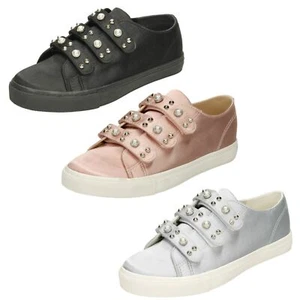 Ladies Spot On Pearl Strap Trainers 'F8R0359' - Picture 1 of 28