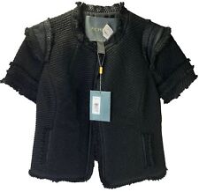 Zac Posen 8 Cape Jacket Black Short Sleeve Designer Blazer Pockets Gift Pit 18"