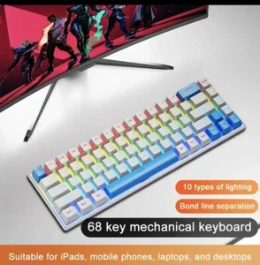K68 Wired Mechanical Keyboard RGB Backlit Blue Switches Gaming For Apple IOS - Picture 1 of 5