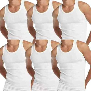 Lot de 3 et 6 gilets homme sans manches 100% coton été débardeur gym pack uni - Photo 1/2