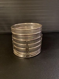 Juego de 5 posavasos antigüedades de plata de ley y vidrio y un soporte. - Imagen 1 de 12