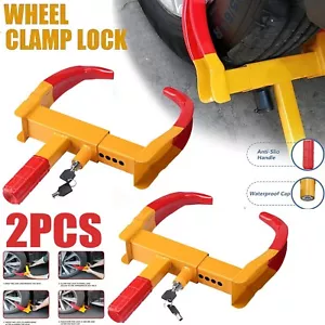 2PCS Universal Security Tire Lock Heavy Duty Trailer Lock Wheel Clamp Adjustable - Picture 1 of 9