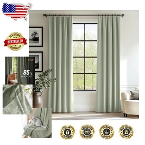 Cortinas de terciopelo verde súper suaves - 96" de largo, tratamiento de oscurecimiento de habitación de 2 paneles - Imagen 1 de 10