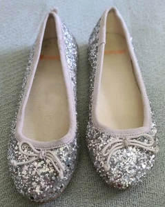 Crewcuts Youth Girls Silver Sparkle Ballet Flats Size 11 - Picture 1 of 7