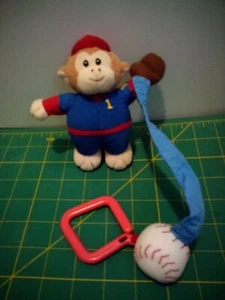 Baby Gund Mvp Most Valuable Baby Monkey Plush Baseball 13" Rattle* - Picture 1 of 9