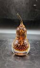 Vintage Kanawha Art Glass Amber Pear Fruit Paperweight Controlled Bubble