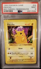 1999 POKEMON GAME PIKACHU RED CHEEKS - SHADOWLESS #58 PSA 9 MINT
