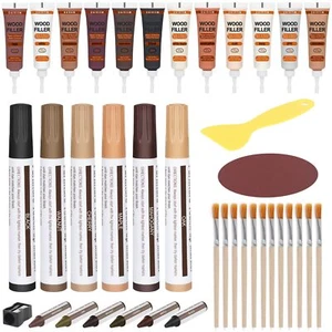 Wood Furniture Repair Kit- Set of 39 - Touch Up Markers Fillers with Wood Put... - Picture 1 of 6