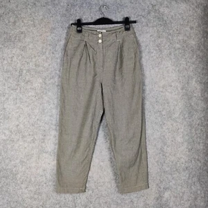 Toast Trousers Size UK 10 Grey Barrel Wide Leg Linen Blend Cropped Puppytooth - Picture 1 of 16