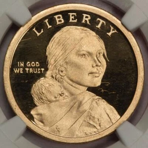 2015 S NGC PF69 Struck Thru Multiple Threads Sacagawea Mohawk Dollar Mint Error - Picture 1 of 4