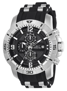 Invicta 24962 Men's Pro Diver Chrono Black Steel & Silicone Strap Watch - Picture 1 of 1