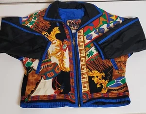 Vtg 90s Bomber Jacket Women M/L Funky Silky Flashy Full Zip Y2K by East West  - Picture 1 of 10