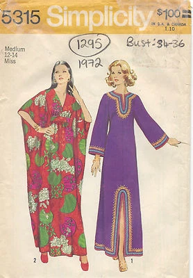 1972 Vintage Sewing Pattern B34"-36" CAFTAN (1295)  - Image 1 of 2