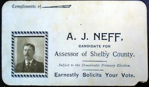 7243 Early 1900’s B&W Business Card, A.J. Neff, Assessor of Shelby County TN - Bild 1 von 2