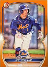 2023 BOWMAN PROSPECTS ORANGE #BP49 JETT WILLIAMS *TOP PROSPECT* NEW YORK METS/25
