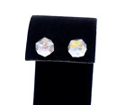Swarovski Rhodium Plated 9Mm Round Iridescent Faceted Crystal Stud Earrings
