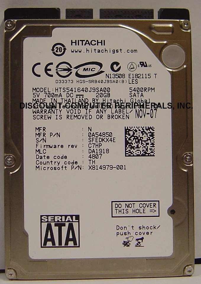 HTS541640J9SA00 Hitachi 40GB SATA 2.5" 9.5MM Hard Drive Tested Our Drives Work - Image 1 of 1