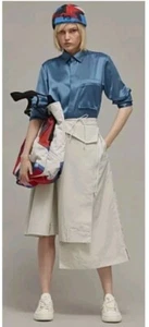 Mujer Adidas Y-3 Yohji Yamamoto Arrugado Asimétrico Falda Gris Crema Talla Med. - Imagen 1 de 9
