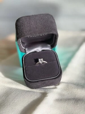 Tiffany Novo® Cushion-cut Engagement Ring with a Bead-Set Diamond Platinum Band - Image 1 of 4