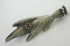  Antique  Chester 1915 Sterling Silver Grouse Claw Kilt Pin Brooch With Amethyst