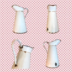Large Tall Vintage French White Enamelware Jug Pitcher Shabby Kitchenalia - Picture 1 of 12