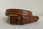 Cole Haan Mens Belt Sz 32 Brown Leather Belt Solid Brass Buckle Made In Usa