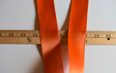 TORRID ORANGE  SATIN  RIBBON DOUBLE FACE   2 YARDS  X   1 1/2  INCHES   WIDE - Image 1 of 2
