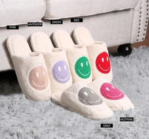 ComfyLuxe Happy Face Pattern Embroidered Slippers - Picture 1 of 19