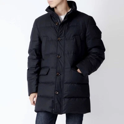 MOORER BARBIERI-LL Wool Cashmere Flannel Twill Down Padded Jacket Coat NoHood 50 - Image 1 of 4