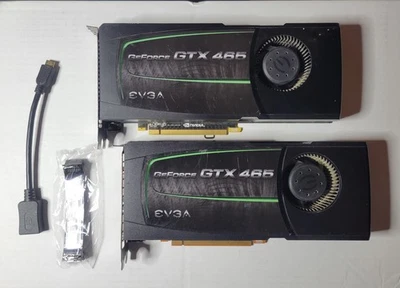 PAR de EVGA NVIDIA GeForce GTX 465 1GB GDDR5 SDRAM P/N 01G-P3-1465-AR para SLI Foto 1 de 4