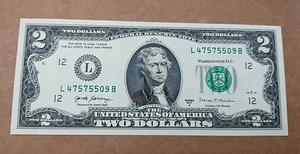 Banconota Federal Reserve $2 Dollari ~Banconota da due Dollari ~Non circolata - Foto 1 di 6