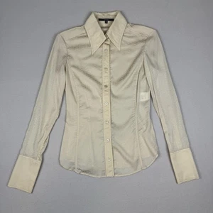 GUCCI By Tom Ford 2004 Button Up Top Silk Shirt Womens All Over Print Sz 42 READ - Picture 1 of 12