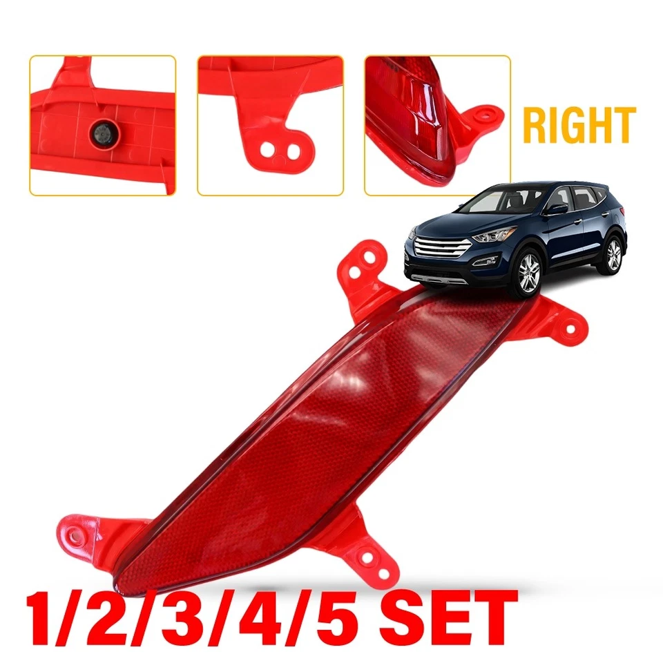 Lente roja parachoques reflector trasero derecho para Hyundai Santa Fe Sport 2013-2016 juego de 1-5 Foto 1 de 4