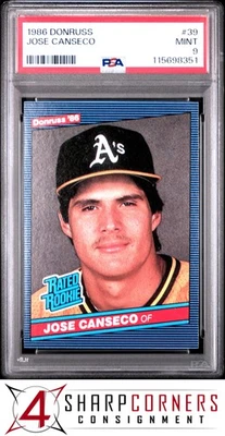1986 年 DONRUSS #39 JOSE Canseco RC 评级新秀运动 PSA 9 — 第 1/3 张图片