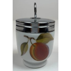 Royal Worcester Eversham Gold Egg Coddler w/ Lid Peach & Berry Porcelain England - Picture 1 of 5