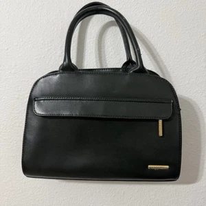 Liz Claiborne Dark Green Leather Double Handle Satchel Purse Bag Handbag 90s Y2K - Picture 1 of 19