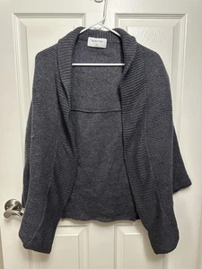 Babaton XS Gray 100% Merino Wool Dolman Sleeve Open Front Cardigan Sweater - Picture 1 of 15