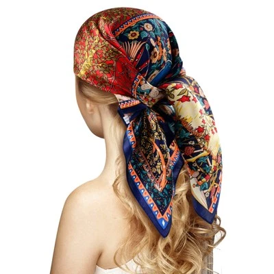 100% Silk Head Scarf for Women - 27" Hair Scarves Satin Bandanas Square for N... - Image 1 of 4