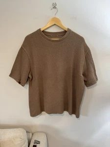 Herren T-Shirt Waffelstruktur Strick Oversized Boxy Fit, Braun, Gr. Medium - Bild 1 von 4