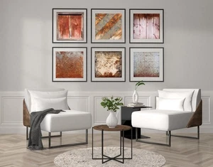 Set of SIX - Wooden Barn Reclaimed Wood Tin Abstract Fine Art Photography Print - Picture 1 of 10