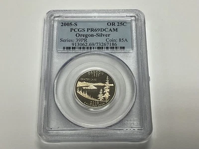✅ 2005-S Oregon 90% SILVER Washington Quarter ~ PCGS GRADED PR69DCAM - Image 1 of 4
