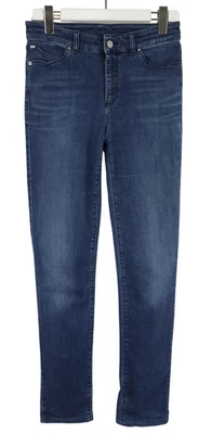 Pantalones de mezclilla ARMANI W30 azul para mujer bigotes descoloridos cremallera elástica Foto 1 de 4