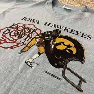 Vintage Single Stitch 1982 Rose Bowl Iowa Hawkeyes Light Blue Shirt - Picture 1 of 6