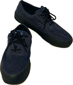 Sebago Docksides John Corduroy Sneaker Lace-Up Shoes Blue Black  Sz 8.5M