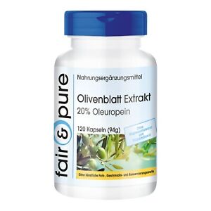 Olivenblatt Extrakt 500 mg - 120 Kapseln- 20% Oleuropein - vegan | fair & pure