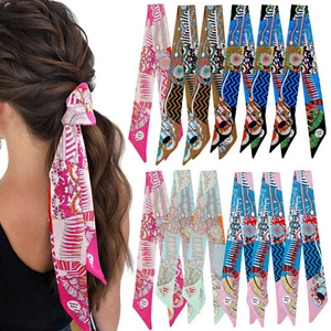 12Pcs Fashion Long Silk Scarves Handbags Scarfs For Women Hair Neck Accessories - Picture 1 of 6