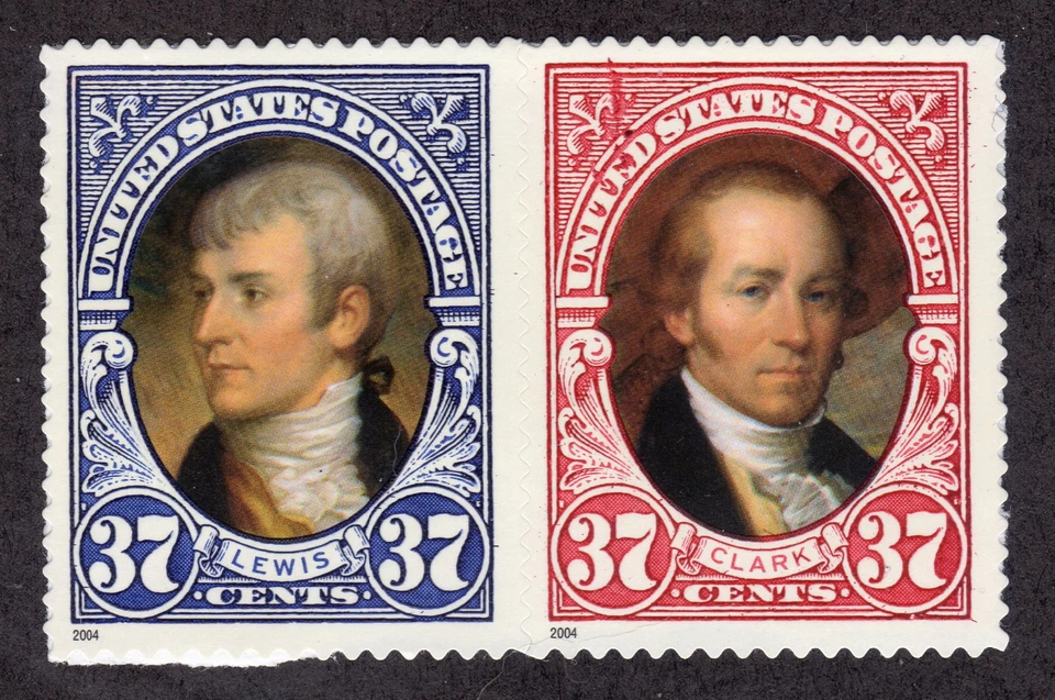 US # 3856a (2004) 37cent - MNH {Lewis & Clark) EFO: Ink smear - Image 1 of 2