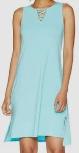 $298 Mod-o-doc Women's Blue Solid Lace-Up Sleeveless Jersey Tank Dress Size XL - Picture 1 of 1