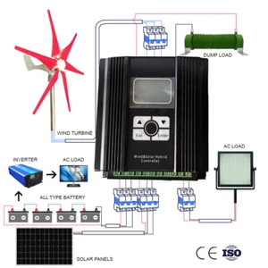 2000w Wind Solar Hybrid MPPT Charge Controller Auto Regulator 12v 24v 48v - Picture 1 of 7